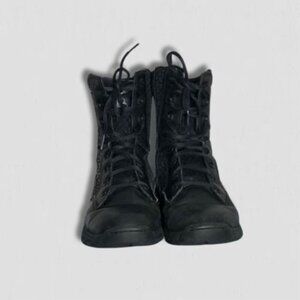 Bates Leather Combat Boots Lace Up Black Men's 8